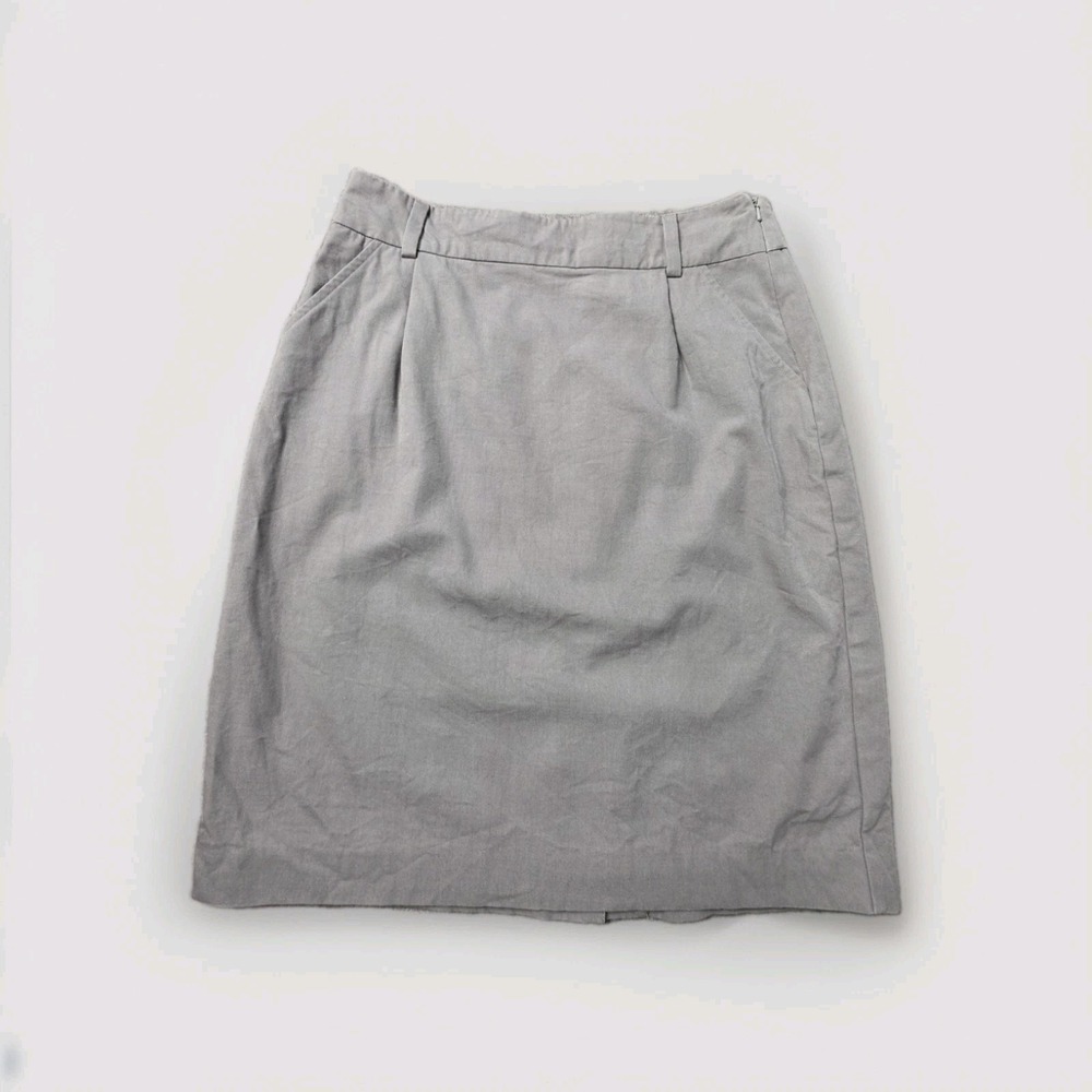 Eileen Fisher Gray Wool Blend Pleated Pencil Skirt Women Small Pockets Business